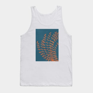 Boho Retro Print, Blue, Orange, Fern Plant Tank Top